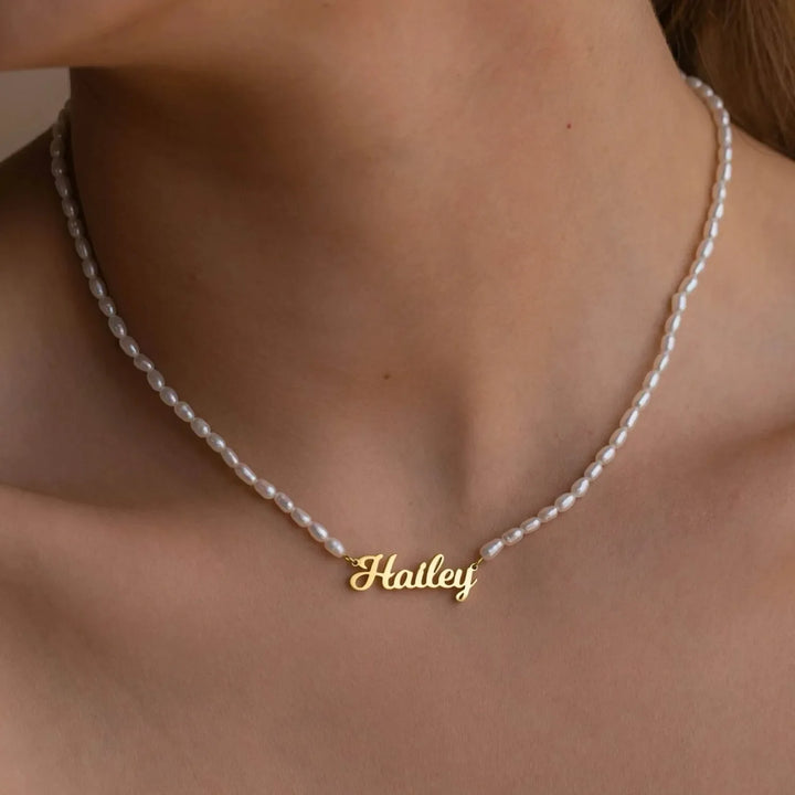 NAME NECKLACE WITH FRESHWATER PEARLS
