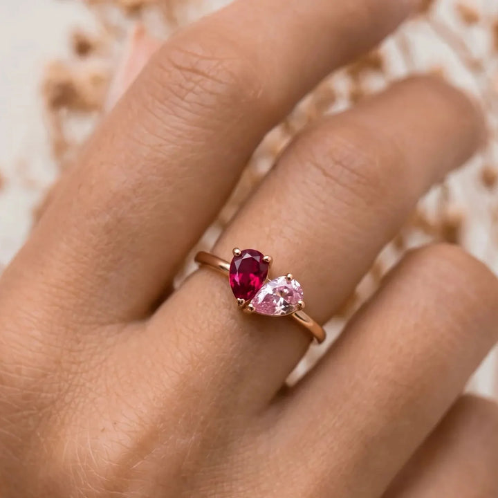 BAGUE AVEC PIERRE DE NAISSANCE EN FORME DE CŒUR