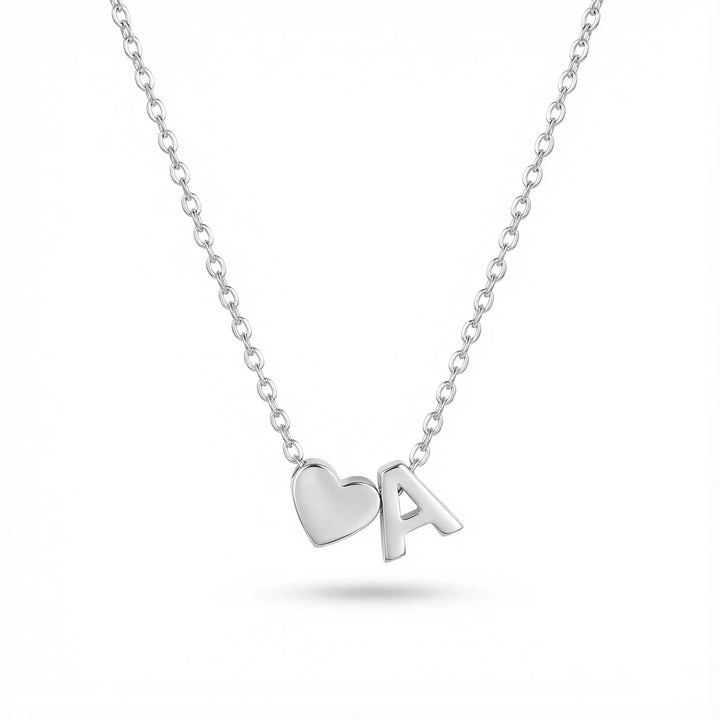 HEART-SHAPED INITIAL NECKLACE