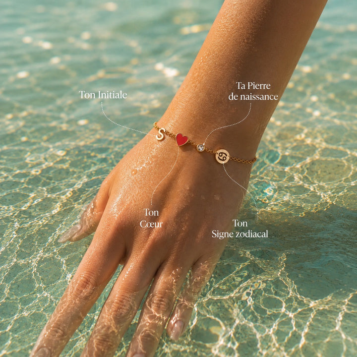 BRACELET EN FORME DE CŒUR AVEC INITIALE