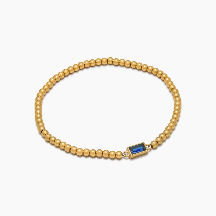 BRACELET EN PERLES D'OR AVEC PIERRES DE NAISSANCE