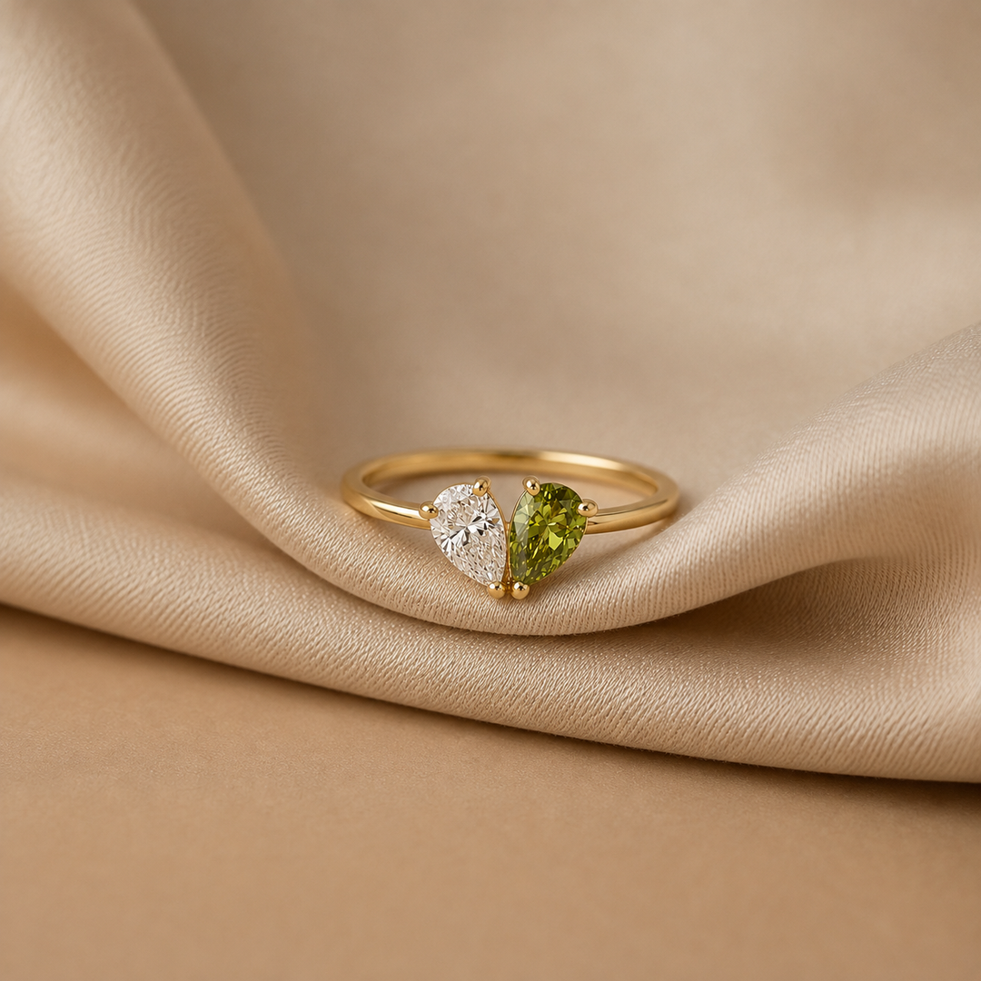 BAGUE AVEC PIERRE DE NAISSANCE EN FORME DE CŒUR
