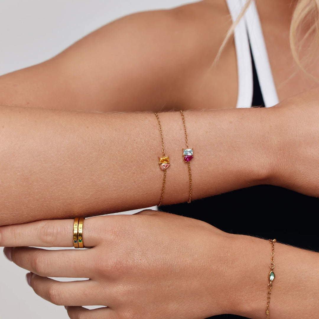 BRACELET DUO ÉTERNEL AVEC PIERRES DE NAISSANCE