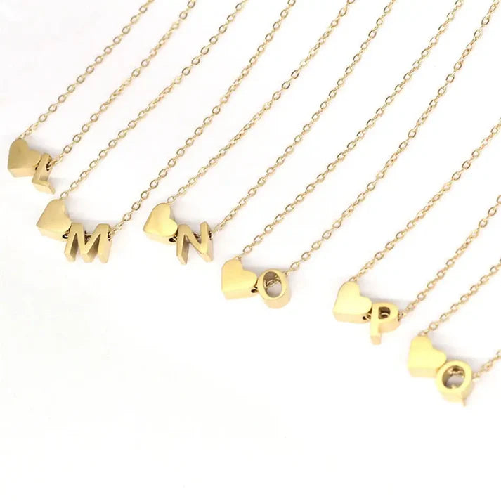 HEART-SHAPED INITIAL NECKLACE