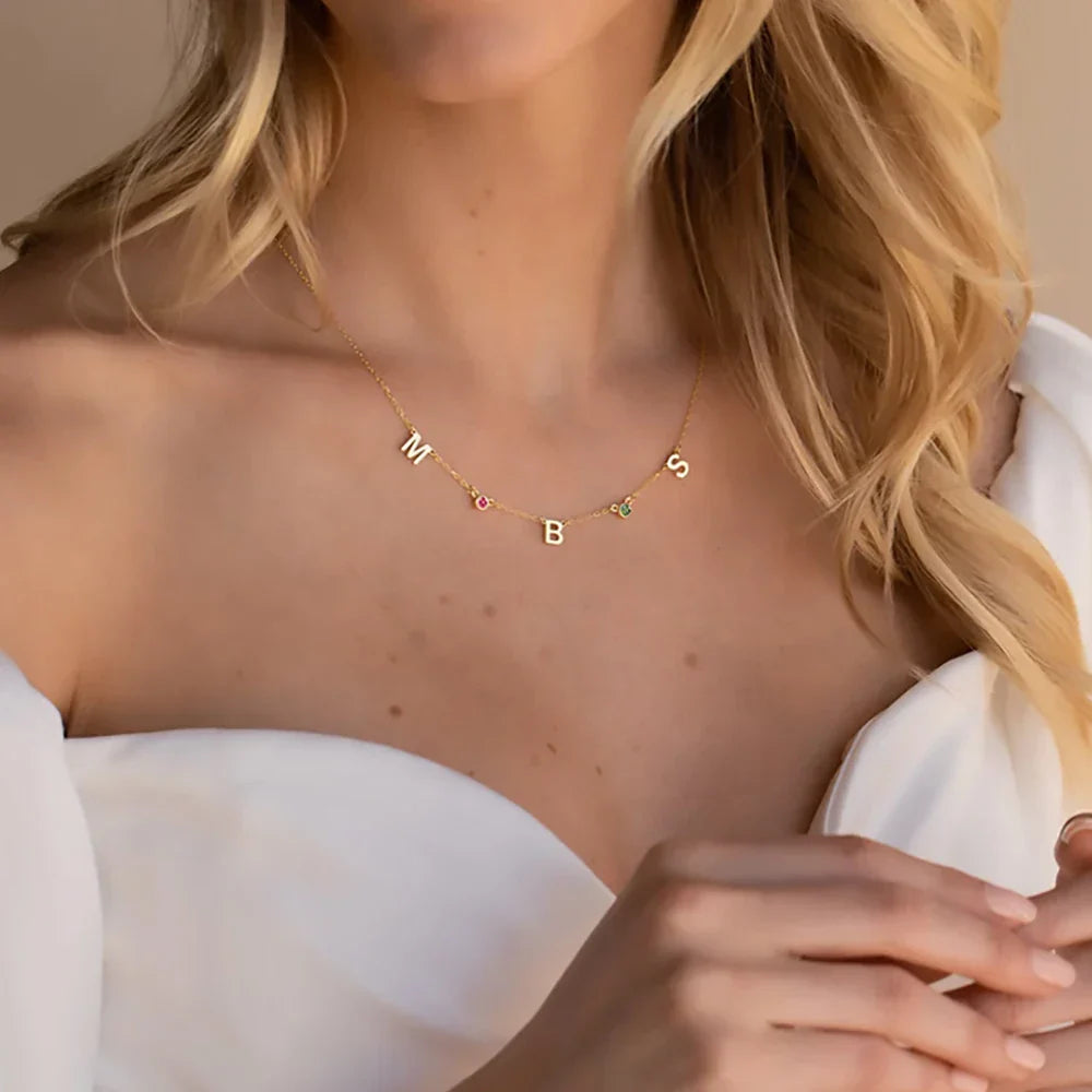 Initial Birthstone Necklace