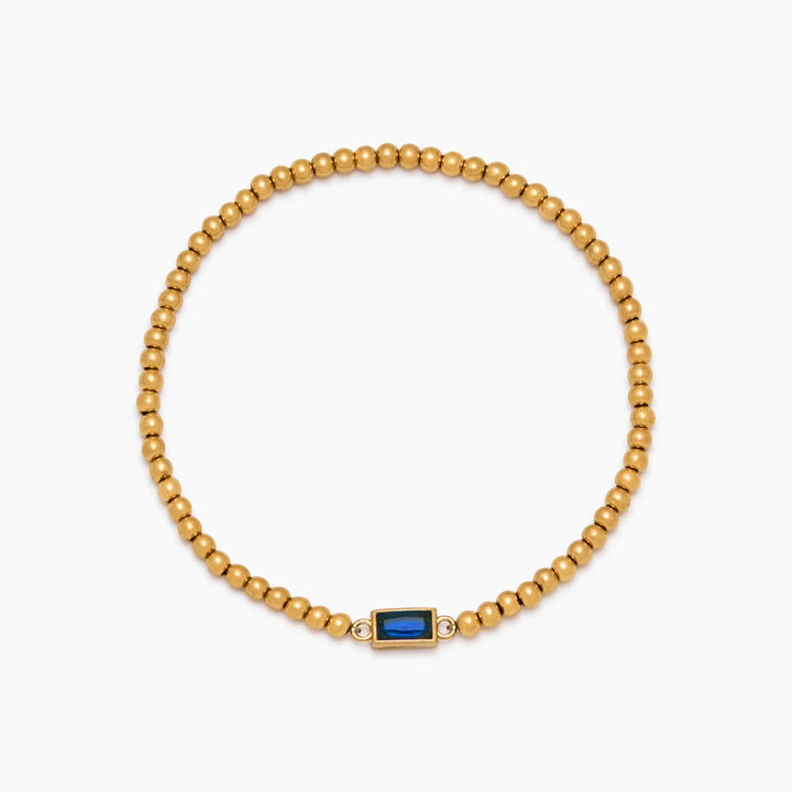 BRACELET EN PERLES D'OR AVEC PIERRES DE NAISSANCE