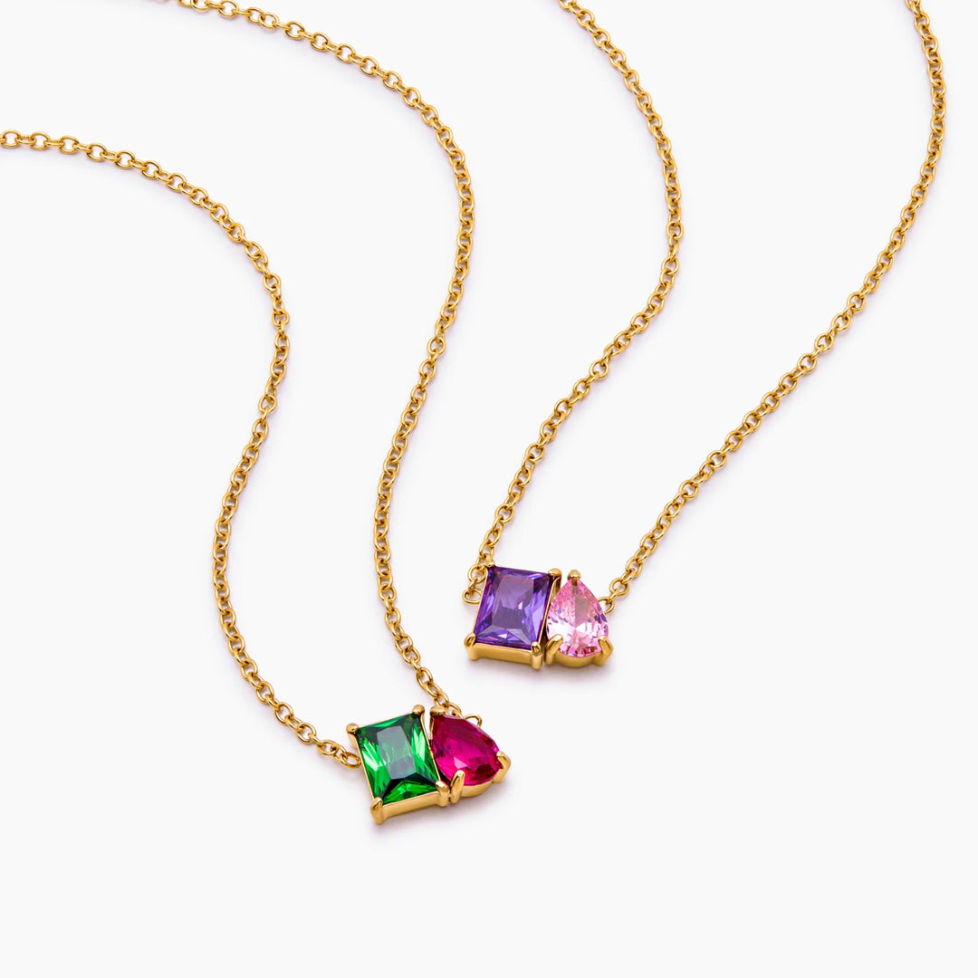 COLLIER TOI ET MOI AVEC PIERRES DE NAISSANCE