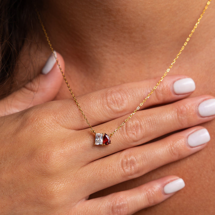 COLLIER TOI ET MOI AVEC PIERRES DE NAISSANCE