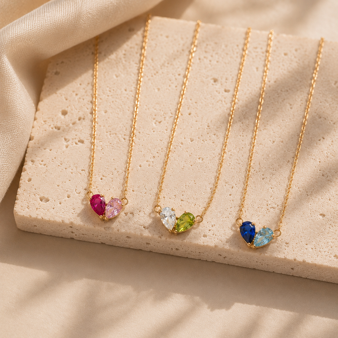 COLLIER DUO AVEC PIERRES DE NAISSANCE