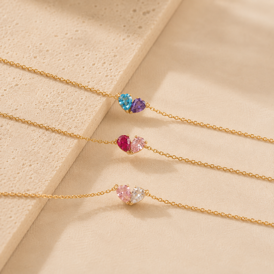 BRACELET DUO AVEC PIERRES DE NAISSANCE